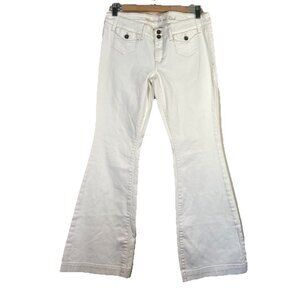 Abercrombie Fitch Patch Pocket White‎ Flare Jeans Women’s 8 Stretch Y2K Low Rise